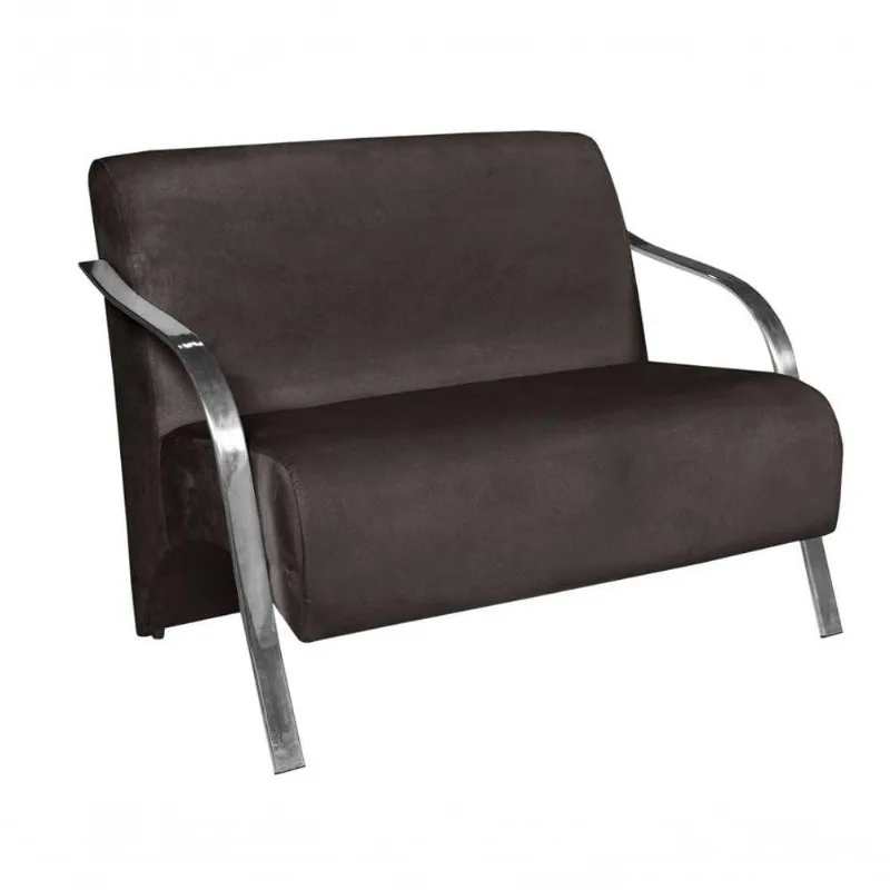 Poltrona 2 Lugares Vênus Suede Braço Alumínio Marrom