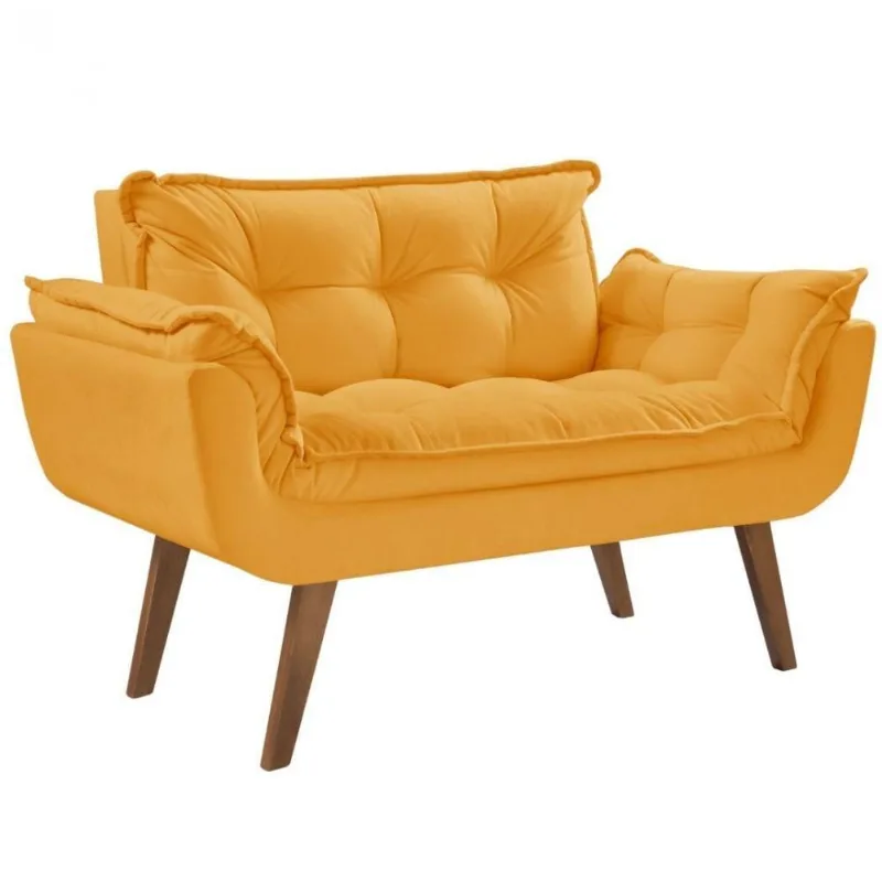 Poltrona 2 Lugar Opalla Base Palito D Salla Amarelo
