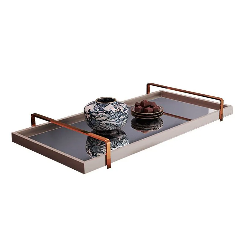 Bandeja Decorativa Espelhada Alça Cobreada Larflex