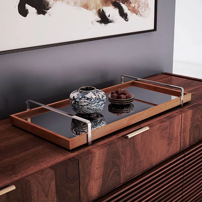 Bandeja Decorativa Espelhada Alça Cromada Larflex