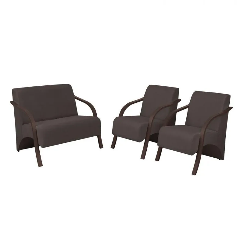 Conjunto Poltronas Vênus Braço Madeira D Salla Marrom
