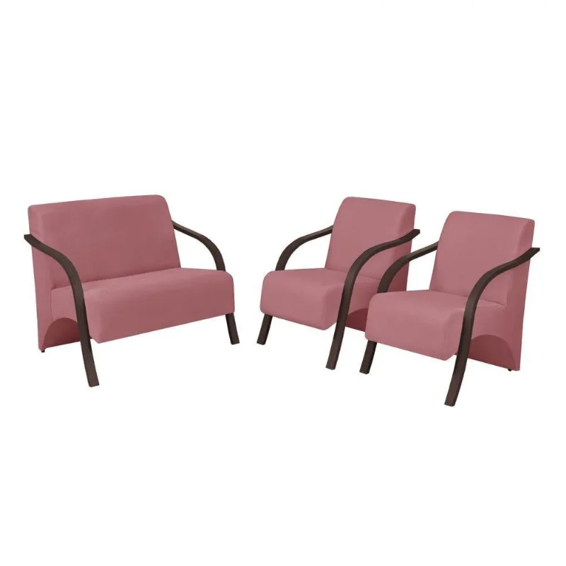 Conjunto Poltronas Vênus Braço Madeira Rosa