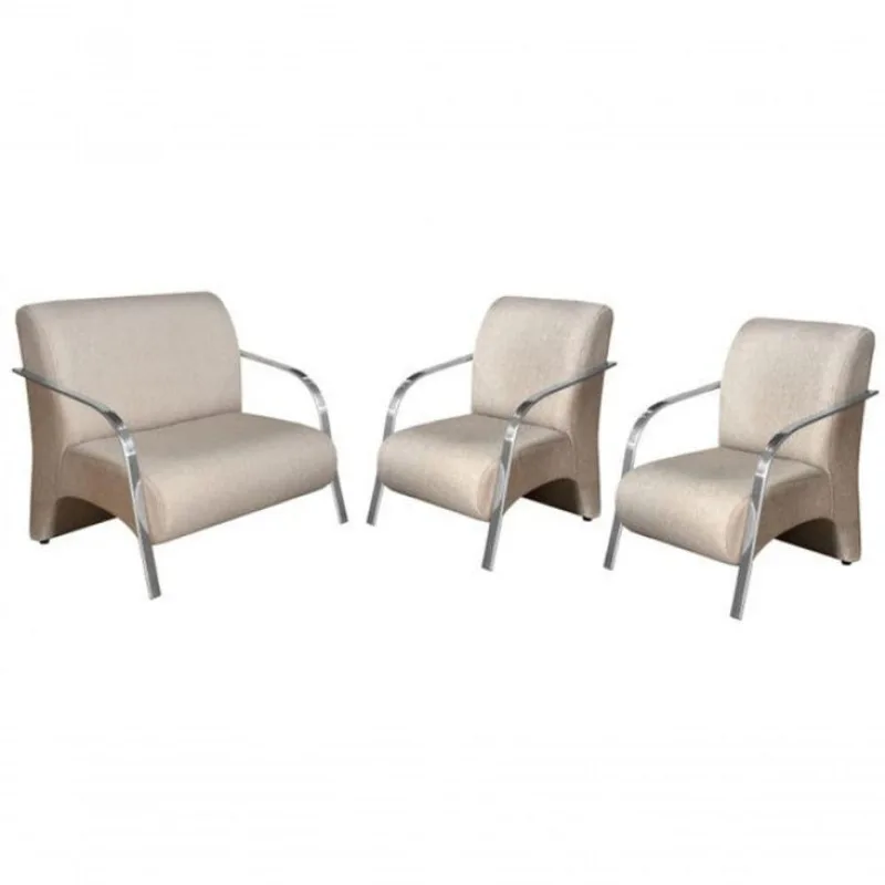 Conjunto Poltronas Vênus Braço Alumínio D Salla Suede Bege