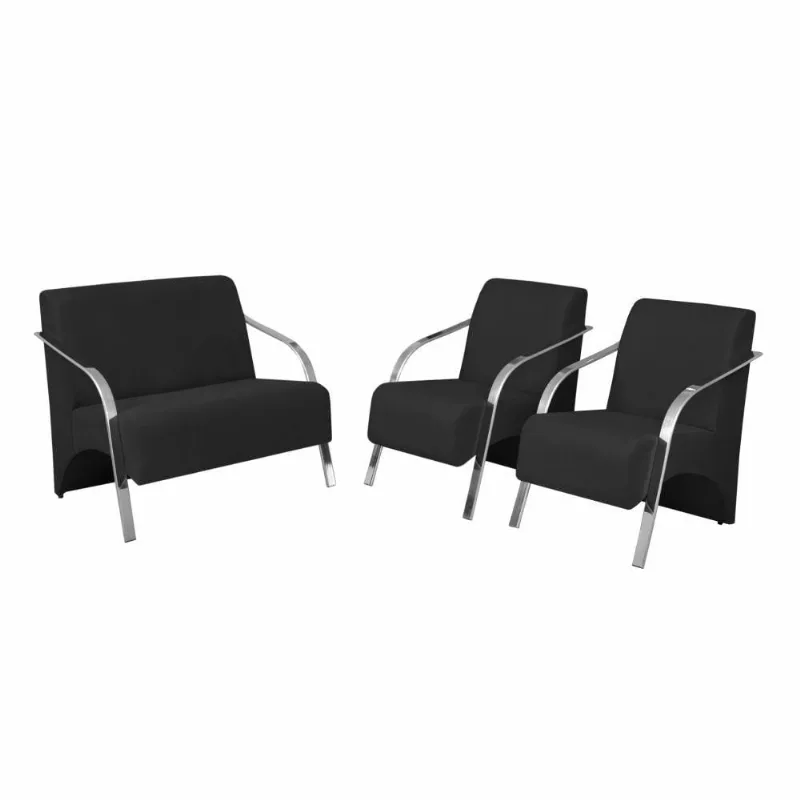 Conjunto Poltrona Vênus Braço Alumínio Suede Grafite