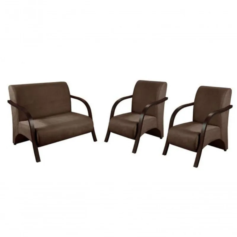 Conjunto Poltronas Vênus Braço Madeira D Salla Marrom