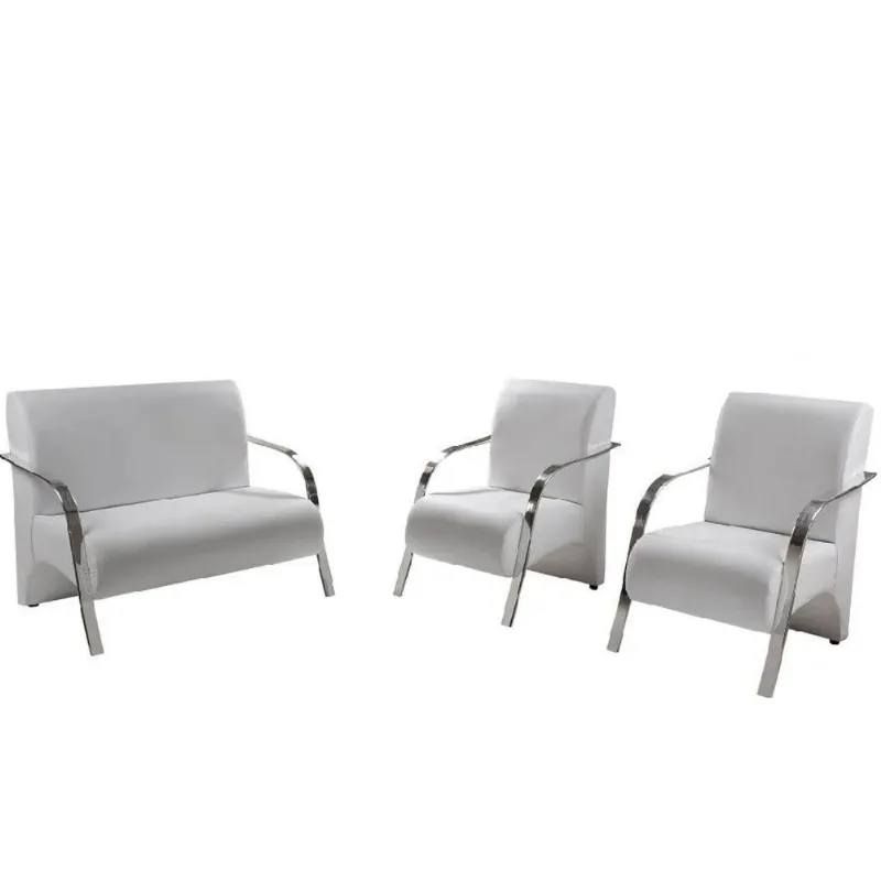Conjunto Poltrona Vênus Braço Alumínio Dsalla Courino Branco