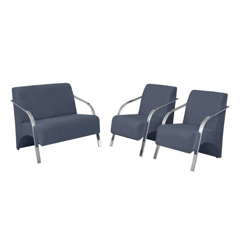 Conjunto Poltronas Vênus Pé Alumínio D Salla. Azul Bic