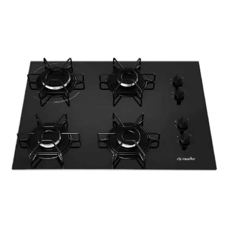 Cooktop Mueller 4 Bocas Com Queimador Ultra Chama Preto Mcg114bg1 - Bivolt - Mueller