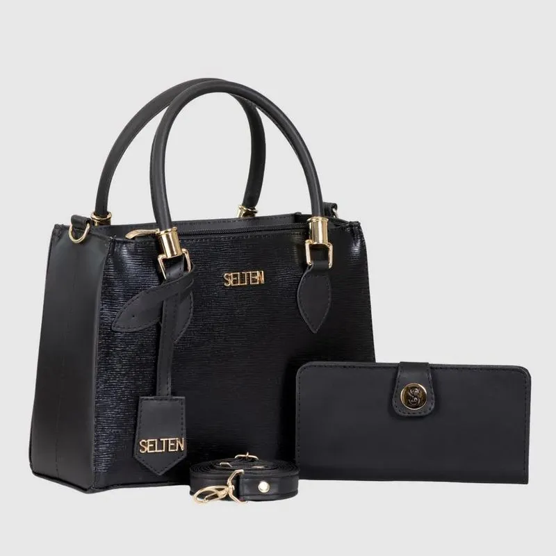 3x Bolsa Feminina Transversal Tote Media Com Carteira Femini