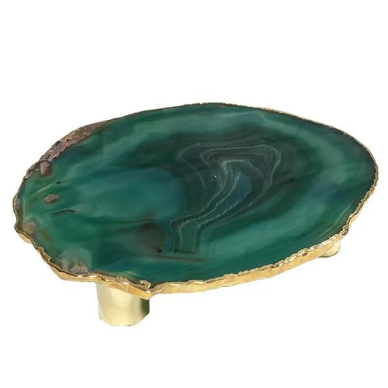 Porta Frios Ágata Com Base E Banho Dourado