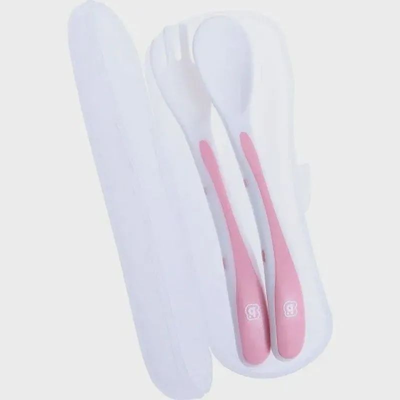 Talheres com estojo - 2PÇ garfo E colher - pimpolho Rosa