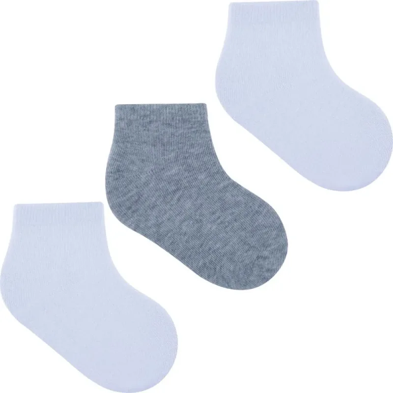 Kit 3 Pares Meia Infantil Branca e Cinza Pimpolho Tam. 31-34