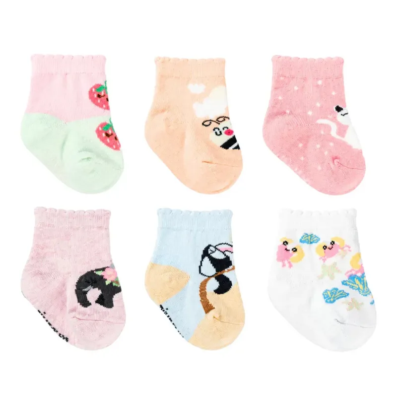 Kit 6 Pares Meia Infantil Bebê Menina Pimpolho Tam. 00-15