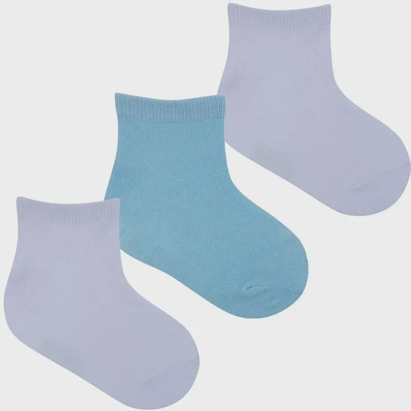 Meia bebê pimpolho cano curto 3 pares 31 ao 34 branco e azul
