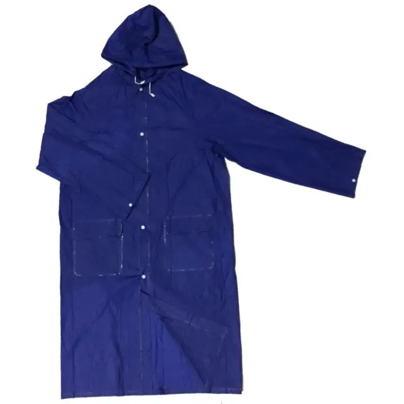 Capa De Chuva Com Capuz Classe Pvc Adulto Impermeável Azul
