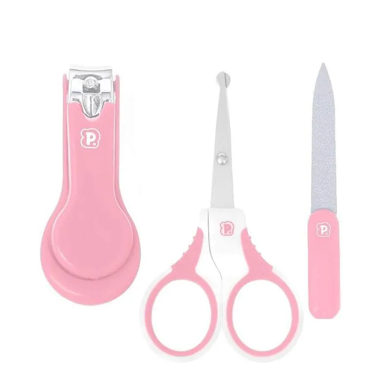 Kit de Cuidados 3 Peças Tesoura, Cortador e Lixa Rosa - Pimpolho