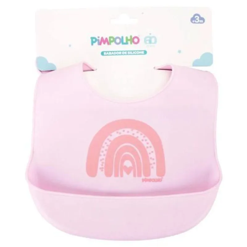 Babador De Silicone Rosa Arco Iris - Pimpolho