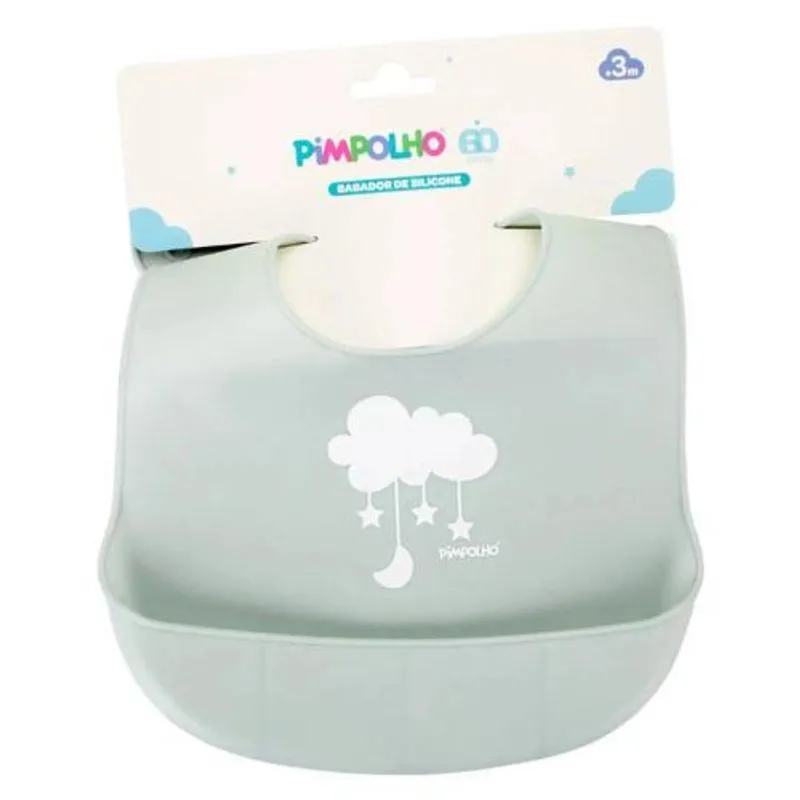 Babador De Silicone Cinza Nuvem Pimpolho