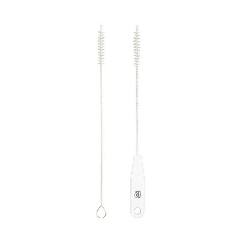 Kit Escova Em Nylon Para Limpar E Higienizar Canudo De Bebe Infantil Com Escovas Robustas Branco