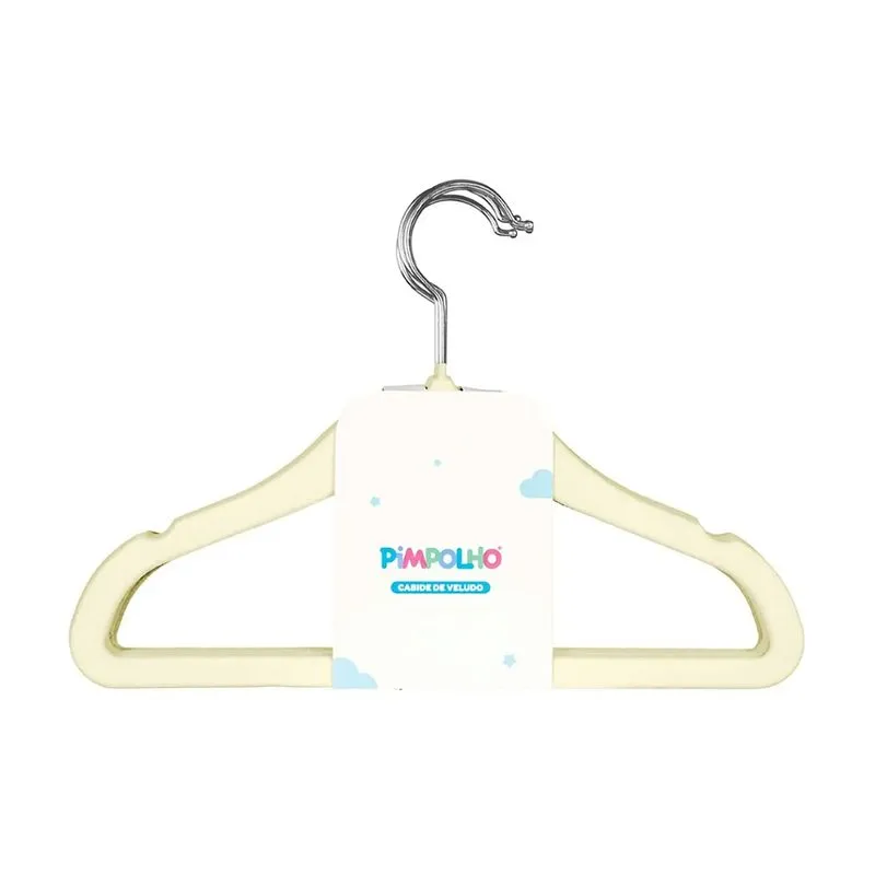 Kit Cabide De Veludo Pimpolho Infantil Com 5 Peças - Bege
