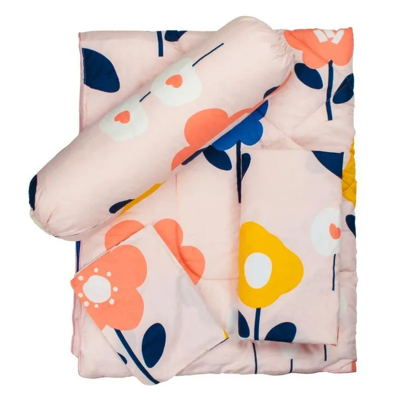 Kit Jogo Berço Infantil Bebê Safari Bichinhos Flor 4 Peças