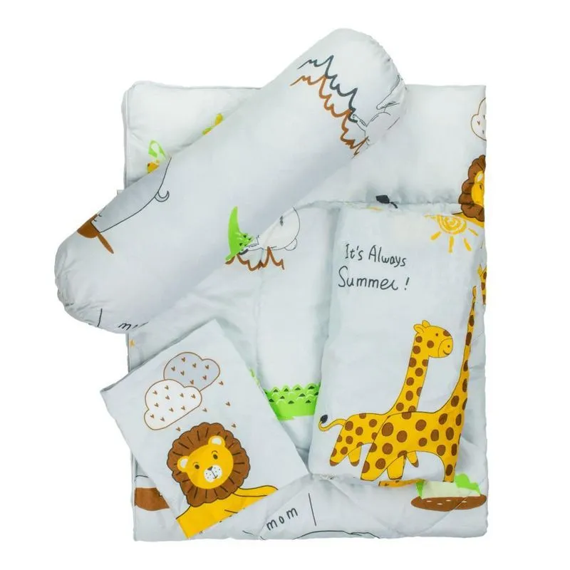 Kit Jogo Berço Infantil Bebê Safari Bichinhos Flor 4 Peças
