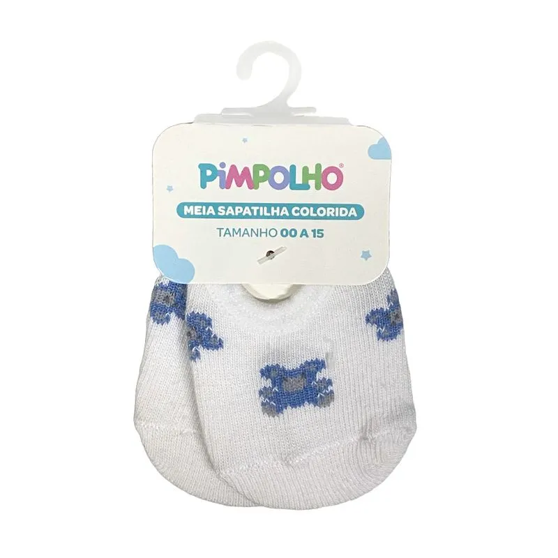 Meia Sapatilha Masculina Branca 00-15 Urso Pimpolho