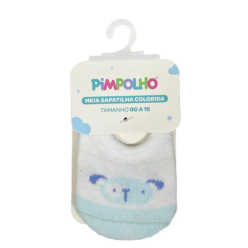 Meia Sapatilha Masculina Branca E Azul 00-15 Coala Pimpolho