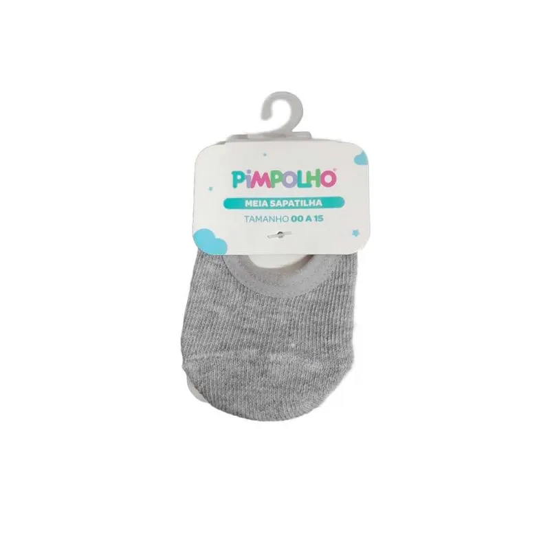 Meia Sapatilha Cinza Lisa De 00 A 15 Masculina Pimpolho