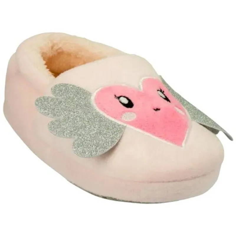 Pantufa Infantil N° 30/31 Pimpolho Coração Com Asas Rosa (MP)