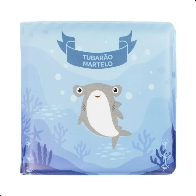 Livro Infantil Para Banho Com Brinquedo Páginas Que Brilham Azul Pimpolho