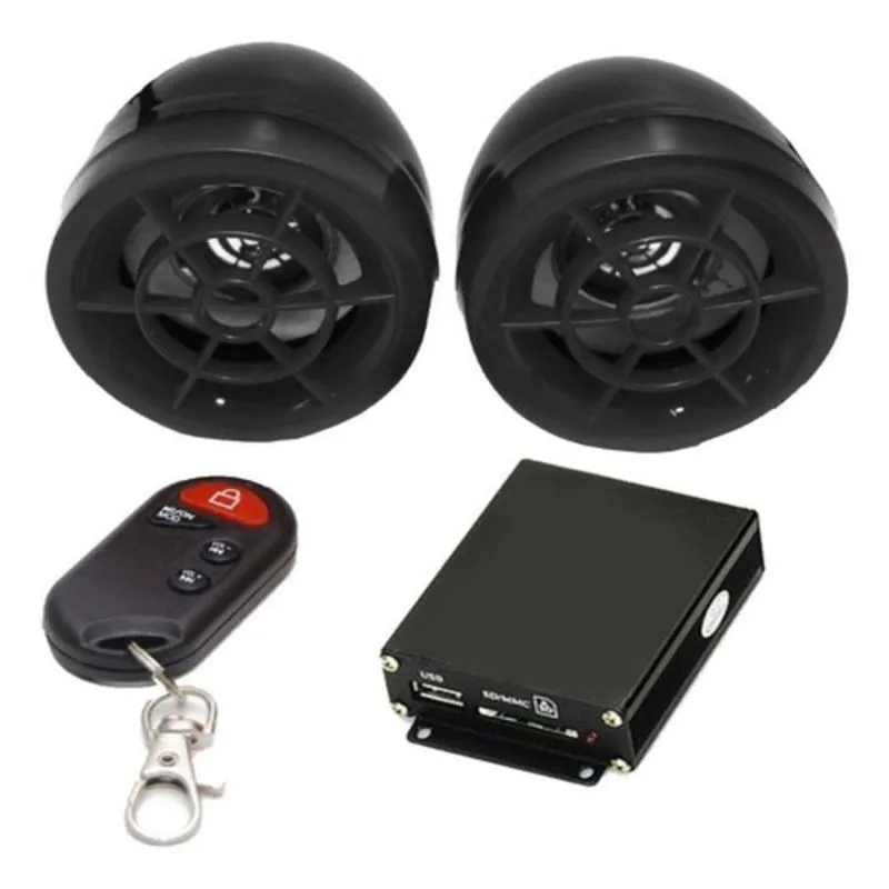 Trava Alarme Anti Furto Para Moto Com Caixa De Som E Controle Remoto Mp3 Radio Fm Usb Sd Cadeado Anti Roubo