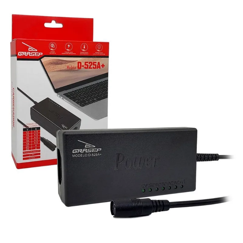 Fonte Universal Para Notebook Knup D-525A +, 120W, 10 Plugs