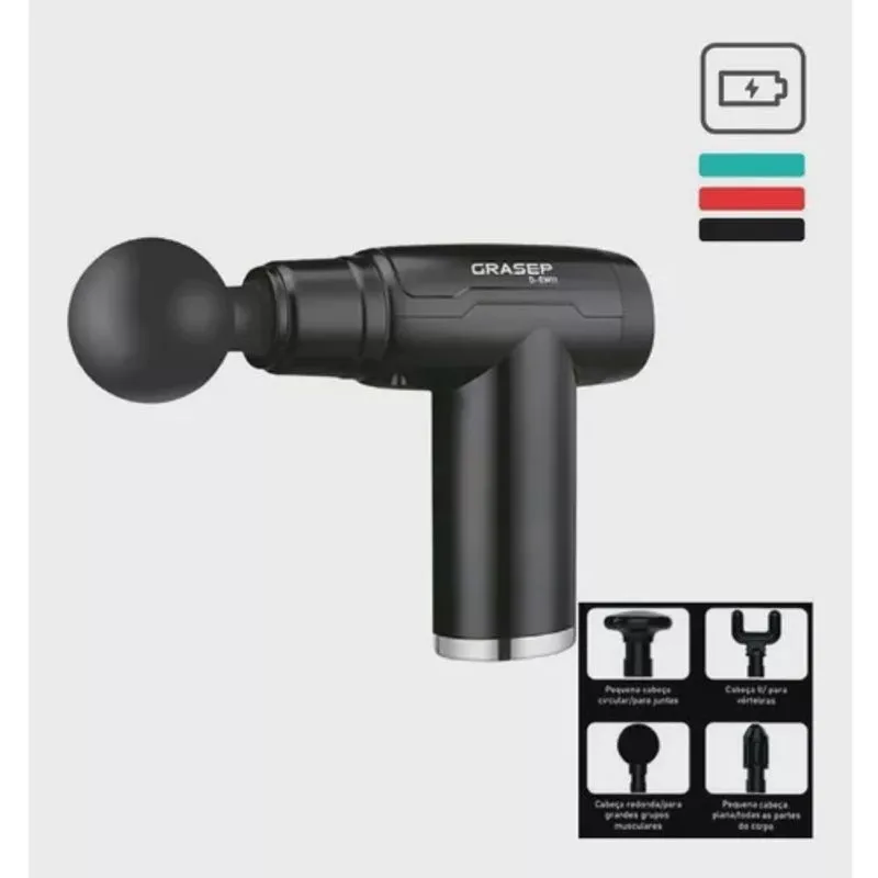 Pistola Massageadora Muscular Recarregável 5V grasep - D-EM11