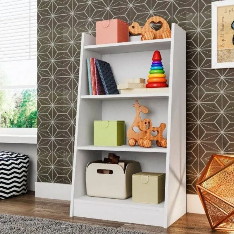 Estante Multiuso 4 Prateleiras Montessori Branco Branco
