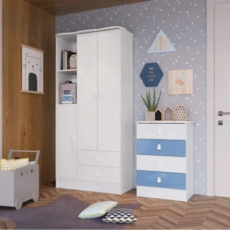 Quarto de Bebê Completo com Guarda-Roupa e Cômoda 376993 Espresso Móveis Branco Branco