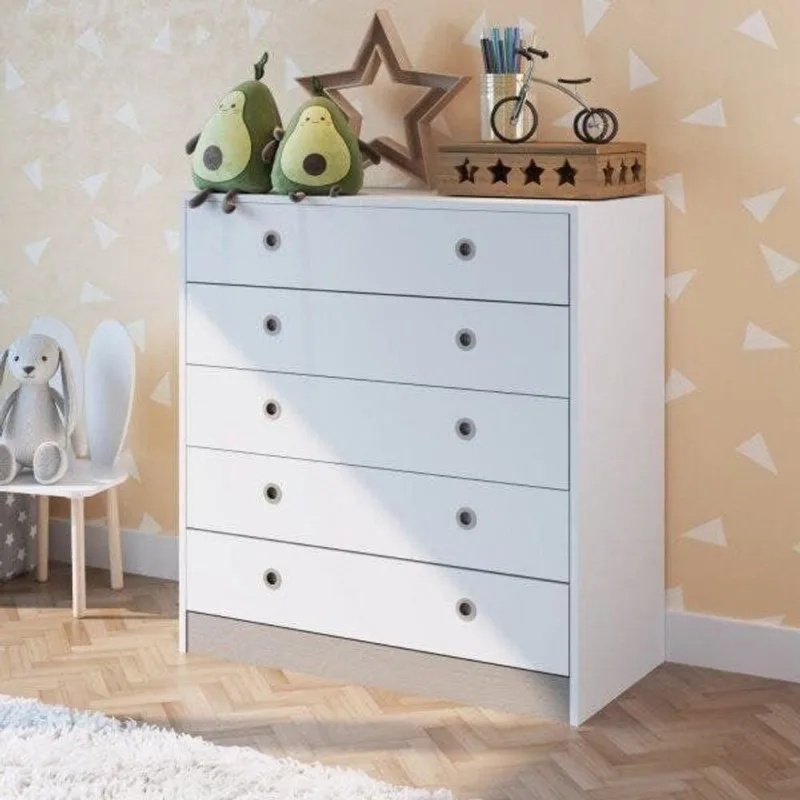Cômoda 5 Gavetas Infantil/Juvenil Amore Meu Fofinho Branco Branco