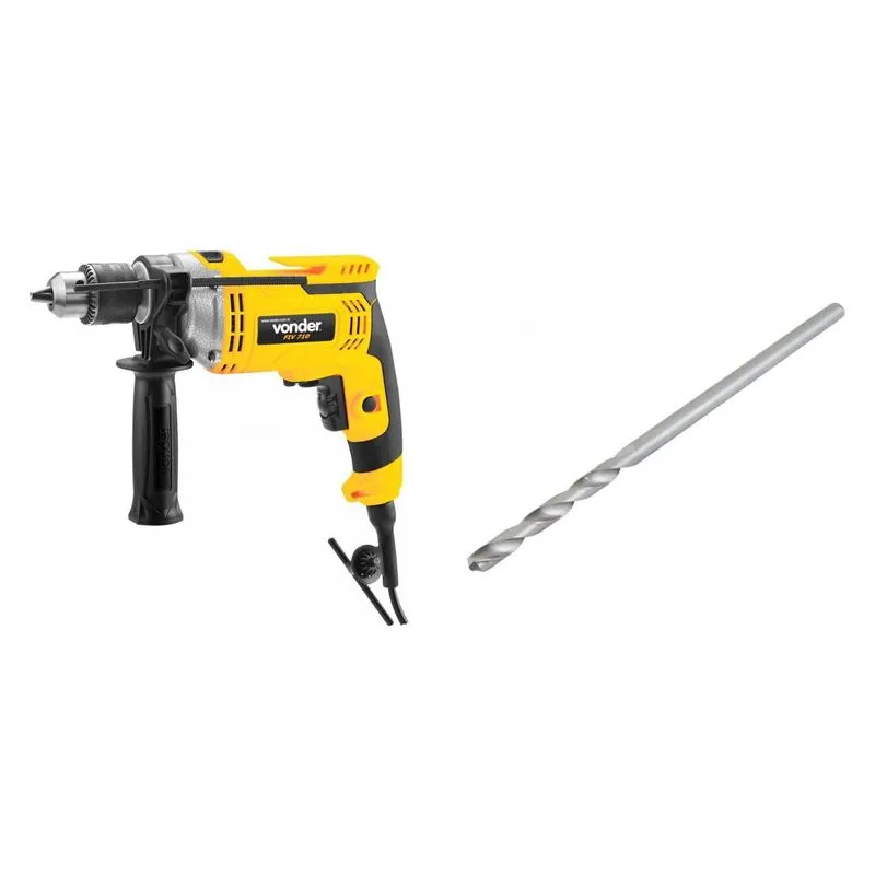 Kit Ferramentas MadeiraMadeira com Furadeira de Impacto 220V e Broca 1/2'x12' 390417 Amarelo
