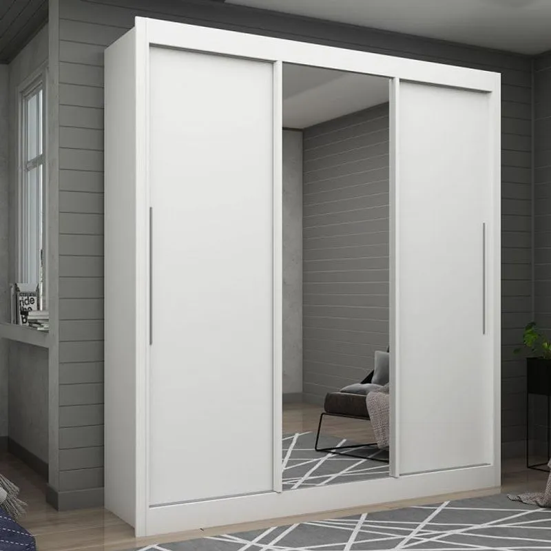Guarda Roupa Max Porta De Espelho Gelius Móveis Branco Acetinado