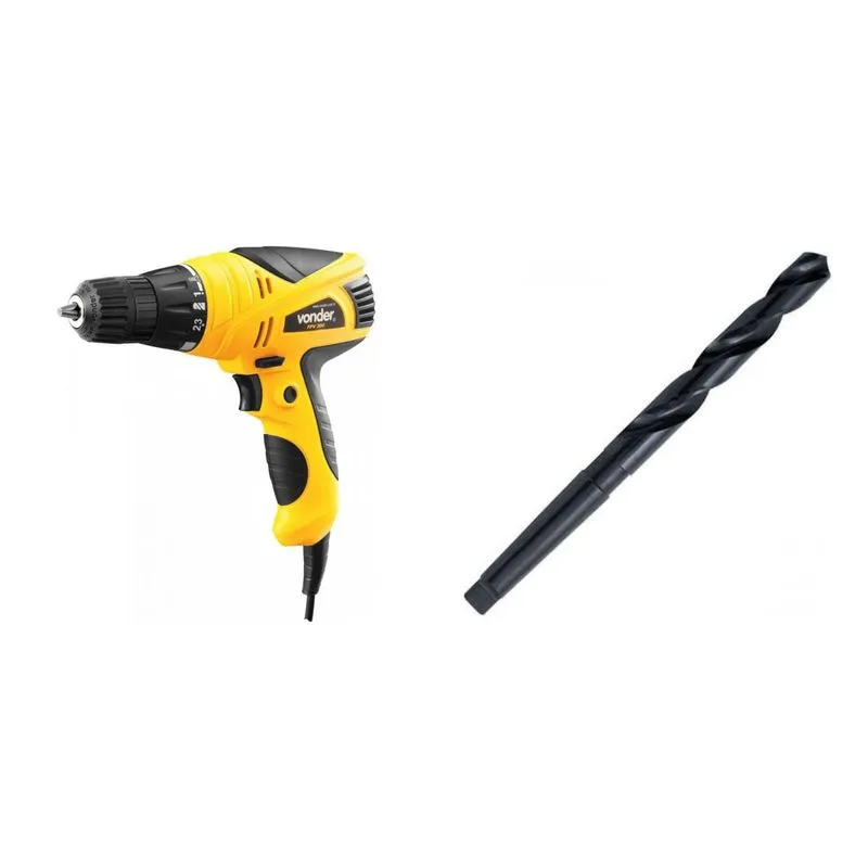 Kit Ferramentas MadeiraMadeira com Furadeira Parafusadeira 220V e Broca de Aço 270mm 389490 Amarelo