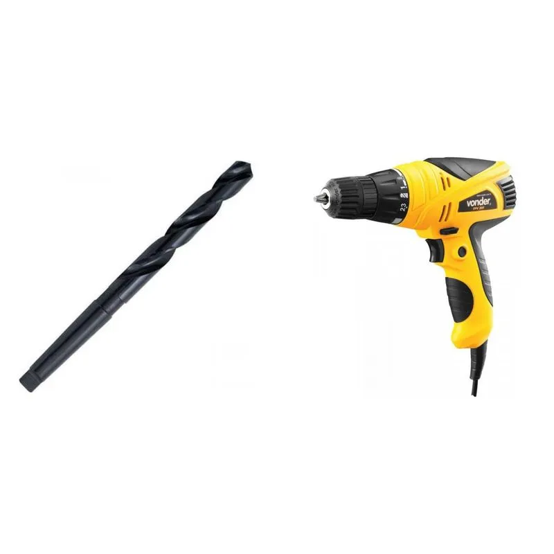 Kit Ferramentas MadeiraMadeira com Furadeira Parafusadeira 3/8 Polegadas 220V e Broca de Aço Rápido 320mm 392549 Amarelo