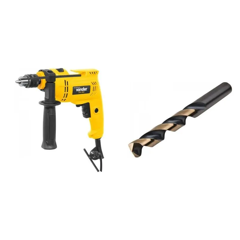 Kit Ferramentas MadeiraMadeira com Furadeira Impacto 3/8' 220V e Broca Aço 100 mm PLUS 386627