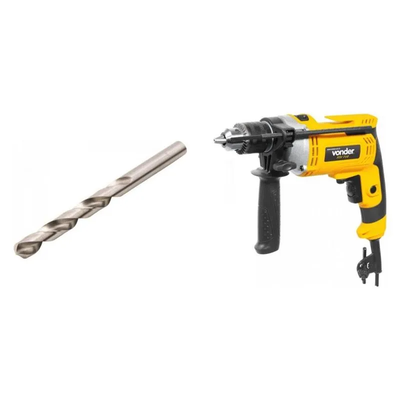 Kit Ferramentas Espresso Móveis com Furadeira de Impacto 127V e Broca de Aço Rápido 19/32' 388312 Amarelo