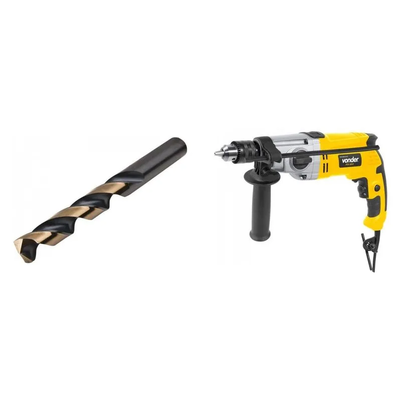 Kit Ferramentas MadeiraMadeira com Furadeira Impacto 1/2' 220V e Broca Aço 115 mm PLUS 387103