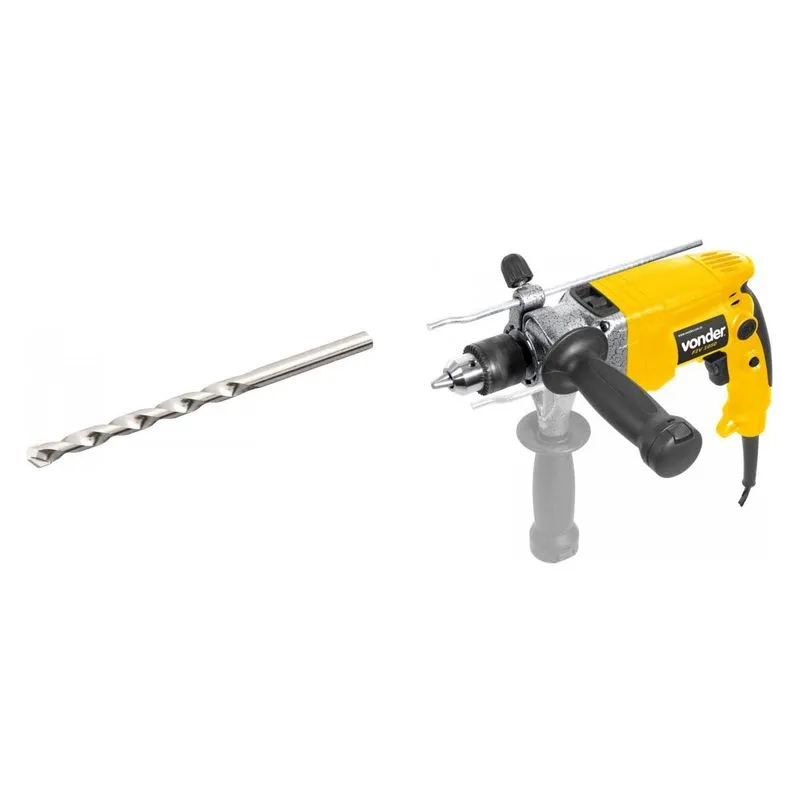 Kit Ferramentas MadeiraMadeira com Furadeira de Impacto 127V e Broca para Concreto 40mm - 5/32' 390594 Amarelo