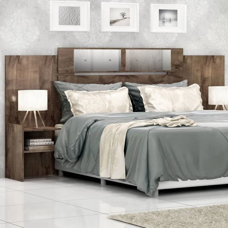 Quarto de Casal Completo MadeiraMadeira com Cabeceira Extensível e Guarda Roupa 6 Portas 415918 Marrom