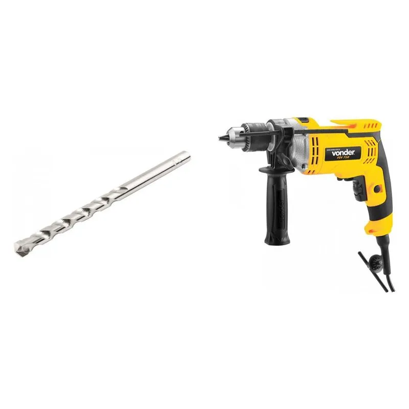 Kit Ferramentas MadeiraMadeira com Furadeira de Impacto 220V e Broca para Concreto 100mm - 13/32' 390793 Amarelo