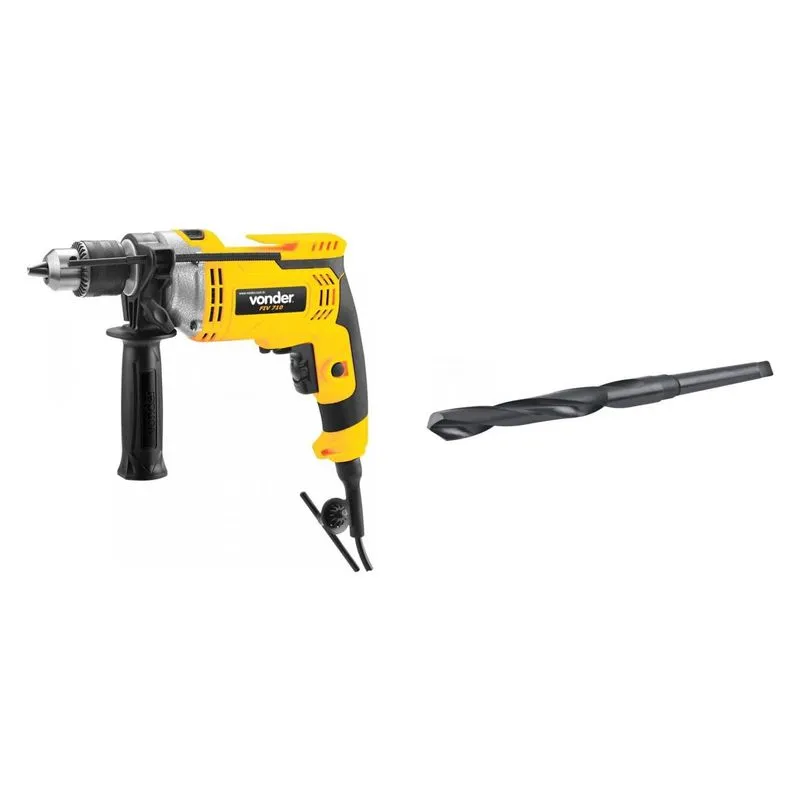 Kit Ferramentas MadeiraMadeira com Furadeira de Impacto 220V e Broca de Aço 220mm 388753 Amarelo