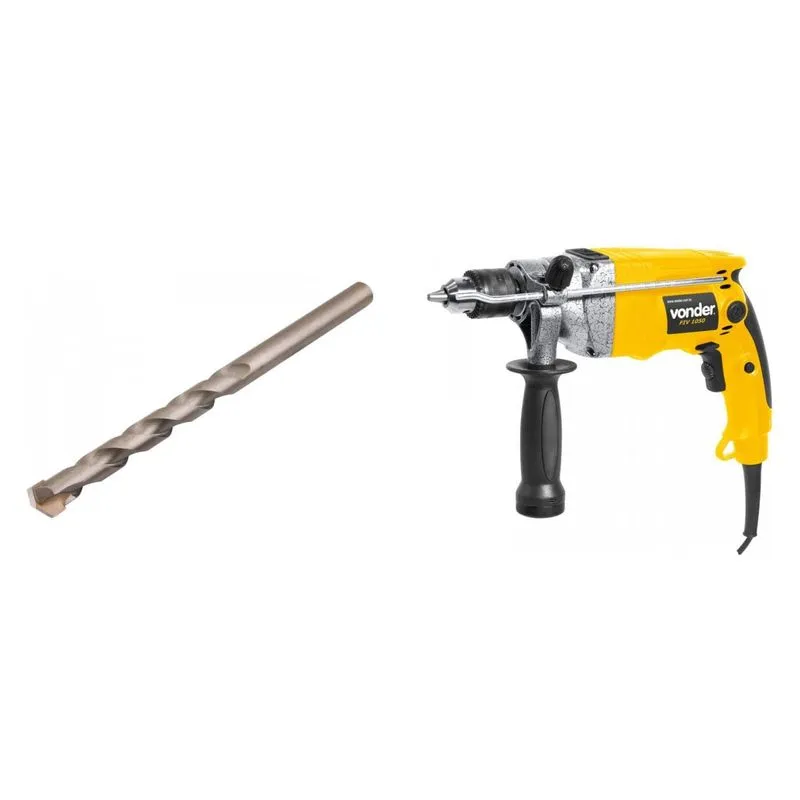 Kit Ferramentas MadeiraMadeira com Furadeira de Impacto 127V e Broca Multiuso 100mmx140mm 390960 Amarelo