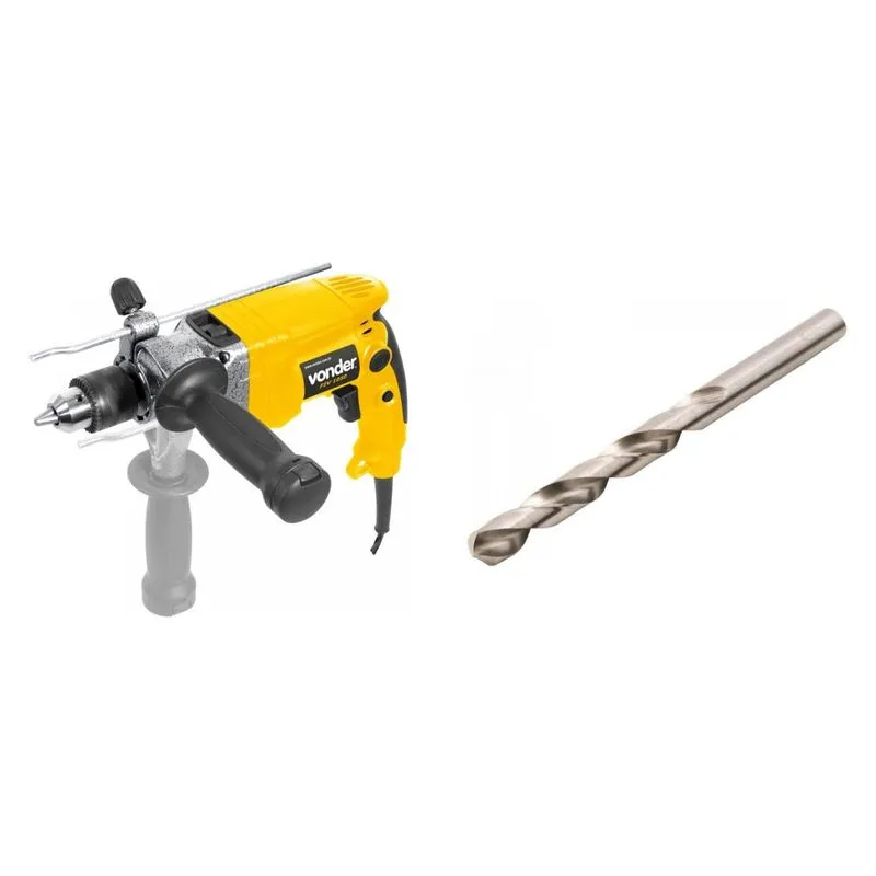 Kit Ferramentas MadeiraMadeira com Furadeira de Impacto 220V e Broca de Aço Rápido 19/64' 388340 Amarelo